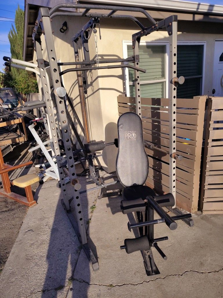 Delivery Available - Reality Fitness Power Cage Marcy Olympic Bench Cable Pull Machine Attachment Leg Extensions Leg Curls Floor Pull Machine For Rows