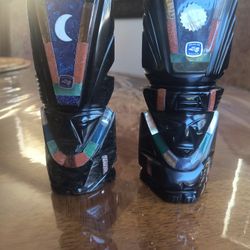 Aztec statues the Sun and the Moon real stone black obsidian 