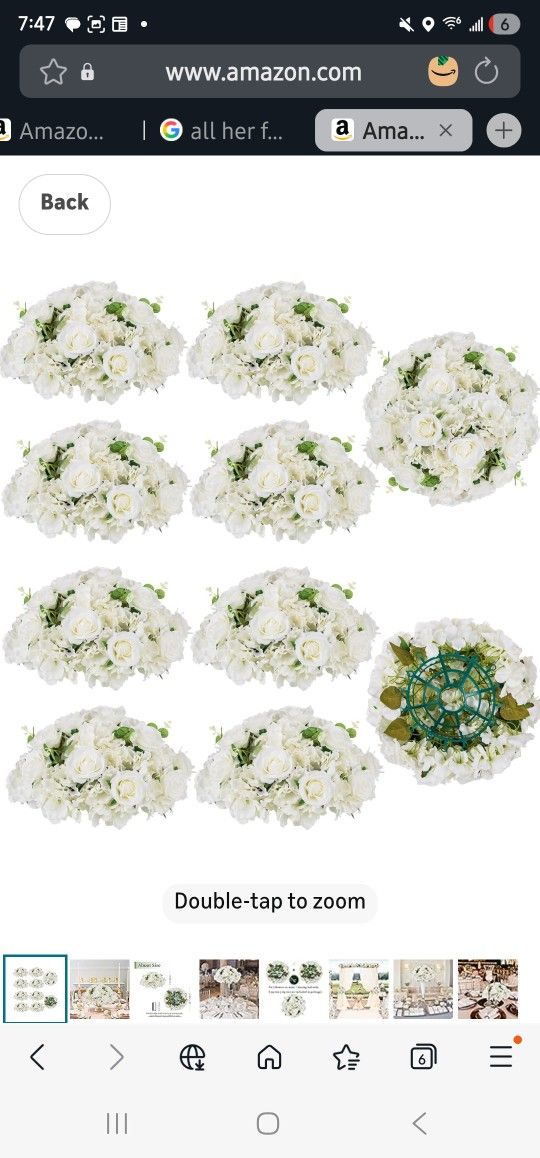 Blosmon Artificial Flower Kissing Balls for Wedding Table Centerpieces 10Pcs 15.7 Large White Fake Roses Hydrangea Flower Arrangement