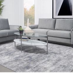 2 Pc Upholstered Rolled Arm Sofa And Love Grey 