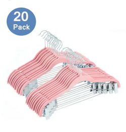 Javlergo 20-Pack Velvet Clothes Hangers 16.5in Heavy-Duty Hangers with Adjustable Clips Non-Slip Space-Saving