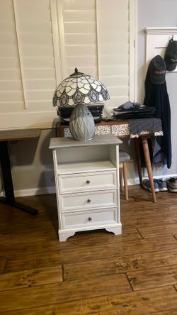 White Wood Nightstand with 3 Drawers