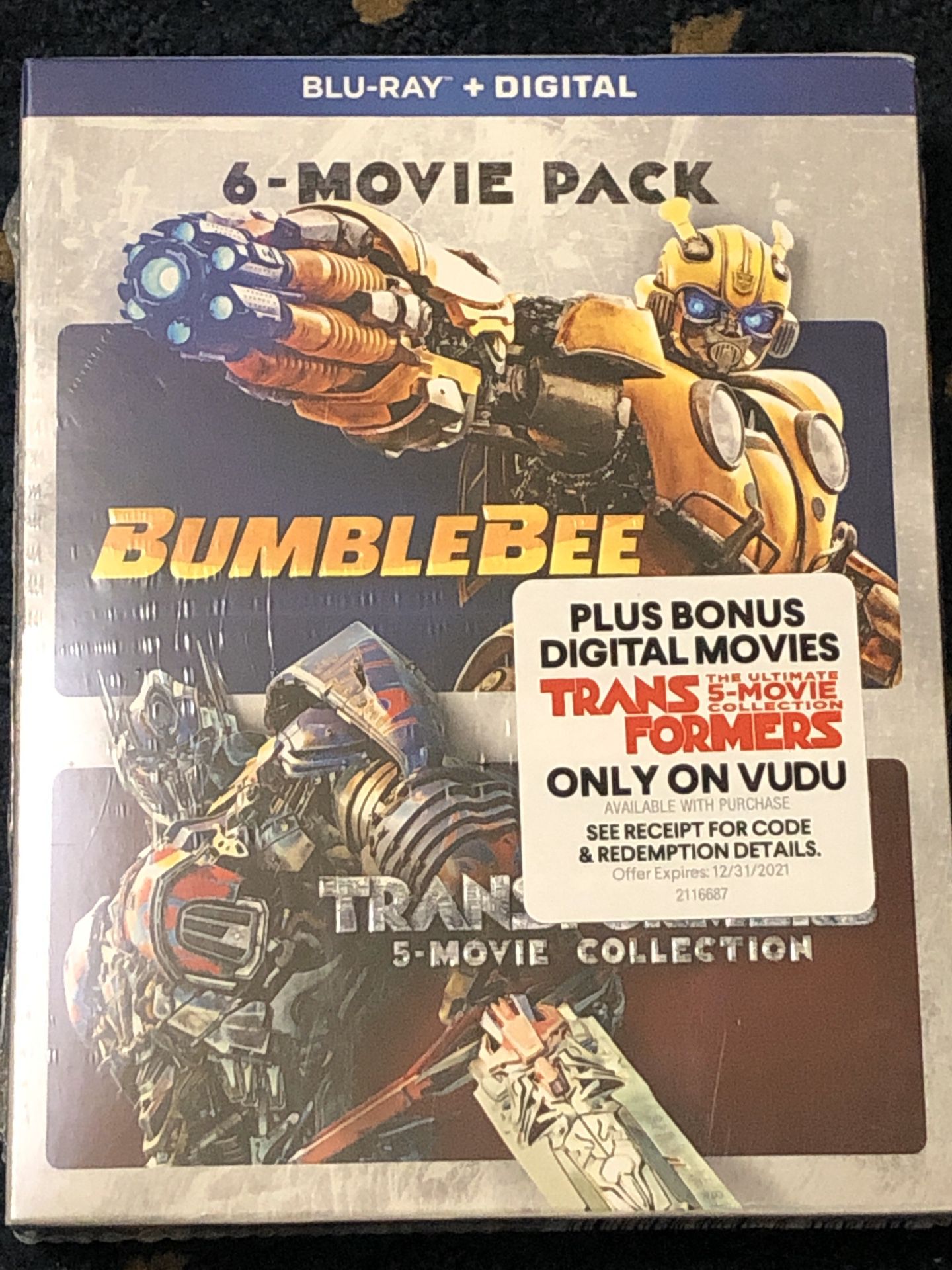 BUMBLEBEE & TRANSFORMERS (5)-MOVIE COLLECTION BLU-RAY + DIGITAL SEALED