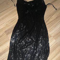 Windsor Sequin Black Cowl Neck Mini Dress