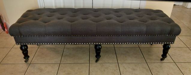 Tufted Upholstered Bench with Nailhead Trim