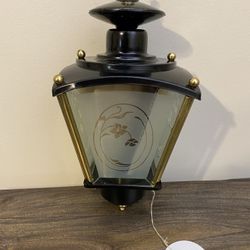 Wall Porch Light Lantern Solid Brass Black Glass