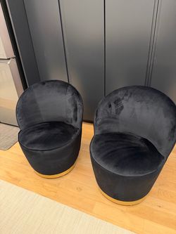 Pair Black Velvet & Gold Swivel Chairs – Cartier PR