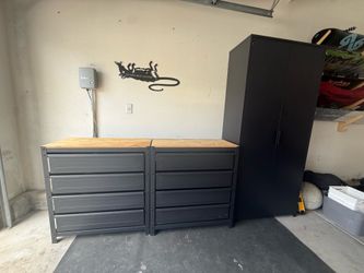 Garage Storage Cabinet + 8-Drawer Workbench Set