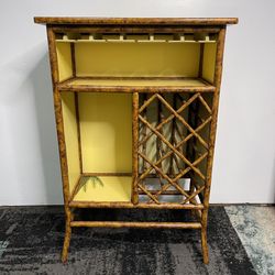  Rattan Bar with a Burnt Bamboo Wood Design