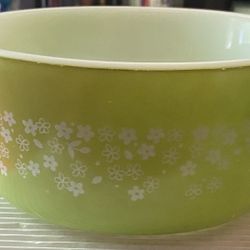Vintage Pyrex 475-B 2-1/2 Qt Green Crazy Daisy Spring Blossom ​Casserole Bowl