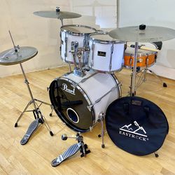 Pearl Export Complete Adult White Drum Set New Quiet Cymbals Pdp Hihat & Pedal Throne 22 12 13 16” $500 Cash In Ontario 91762