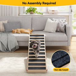 Wooden Folding Dog Ramp Portable Pet Ramp with Non-Slip Carpet for Car SUV Truck, 38 in., NEW