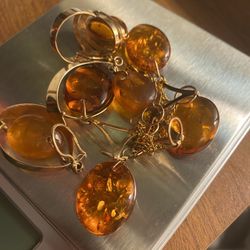 Gold 14 K Amber Set 
