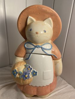 Vintage Cat Cookie Jar Auntie Em Stitch in Time by Treasure Craft ceramic