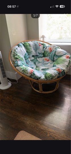 Pier 1 papasan chair with bowl and new cushion LARGE