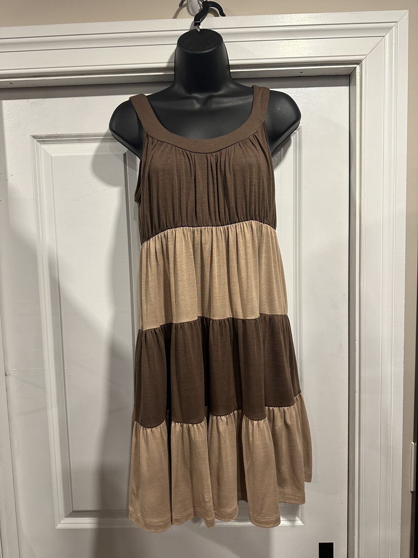  Earth Tone Tiered Tank Dress