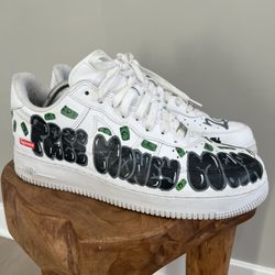 Custom Nike Air Force 1 Low Supreme White Men CU9225-100 Size 11