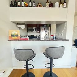Adjustable Bar Stools (swivel with back) Gray