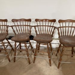 Vintage Ethan Allen "Duxbury" or Captain's-style Windsor Bar Stools (4)