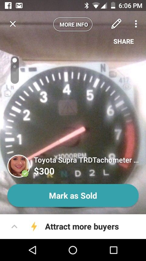 Toyota Aristo Supra Turbo OEM tachometer 10,000 RPM