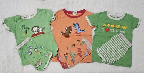 Baby Gap 2T Boys Pajamas Shorts 3 Sets Monkeys Dinosaurs Chicken