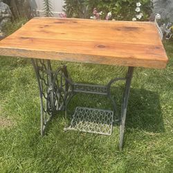 SINGER Base Butcher Block Antique Table 