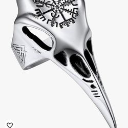 FaithHeart Norse Viking Raven Skull Rings for Men Women, Stainless Steel/18K Gold Plated Punk Gothic Jewelry Personalized Customize, Delicate Packagin