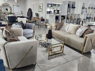 Brand New Elegant Sofa/ Sofa Set with Gold Accents – Where Comfort Meets Class ✨