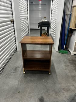 Wood Rolling Cart with Two Shelves