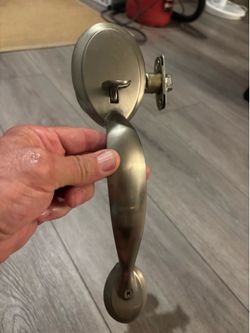 Brushed bronze front door handle