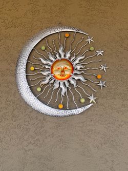 Metal Sun Moon Stars Wall Art Decor