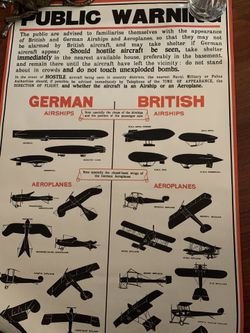 Poster, German/British plane Identification 