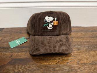 Starbucks x Peanuts Snoopy Pumpkin Brown Corduroy Hat Cap 2026 NWT Rare