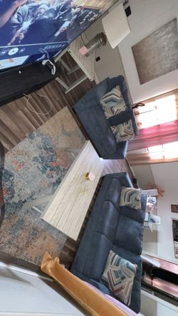 2 couches , a rug , 3 tables and 2 lamps new only had for a couple weeks MOVING OUT OF TEXAS NEED GONE