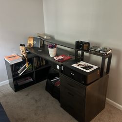 Gray LED Computer Desk 