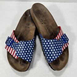 Birkis by Birkenstock Catalina Birko-Flor Stars & Stripes Sandals Women Size 9