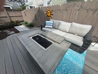 Cindy Crawford Plush Exterior couch chairs and fire pit