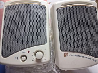 A set of computers speakers