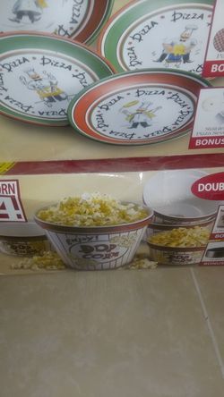 Pizza for 4 and popcorn for 4