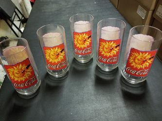 Vintage 6" Coca-Cola Drinking Glasses 1995 Original Soaking in the Sun
