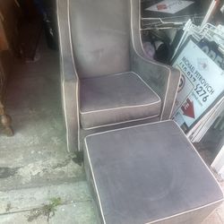 Grey Suede Rocking Chair 