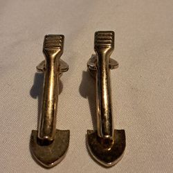 Vintage Silver Metal Shovel Tie Clips/ Spade Trowel Tie Clasp