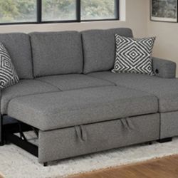 Brand New Grey Super Plush Sectional Sofa Storage Sleeper