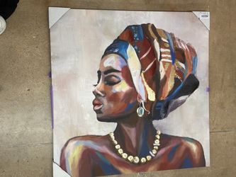 Regal African Woman Canvas Wall Art - Modern Afrocentric Decor