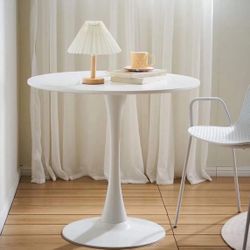 Round Dining Table, 31.5" Tulip Table Kitchen Round Dining Table for 2-4 People with MDF Table Top and Metal Pedestal Base, Mid-Century Leisure 