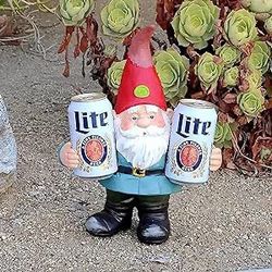 Garden Gnome Decor, YYPLAIN 4IN Resin Funny Dwarf Statue Holding Beer, Naughty Outside Yard Decorations Outdoor Decorations for Housewarming Gift