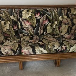 Rich Dark Pattern Tropical Bamboo Sofa  