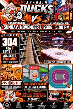 Anaheim Ducks vs Ottawa Senators Tickets