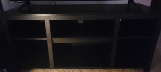 Black TV Stand with Open Shelves