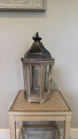 Rustic Wood and Metal Candle Lantern